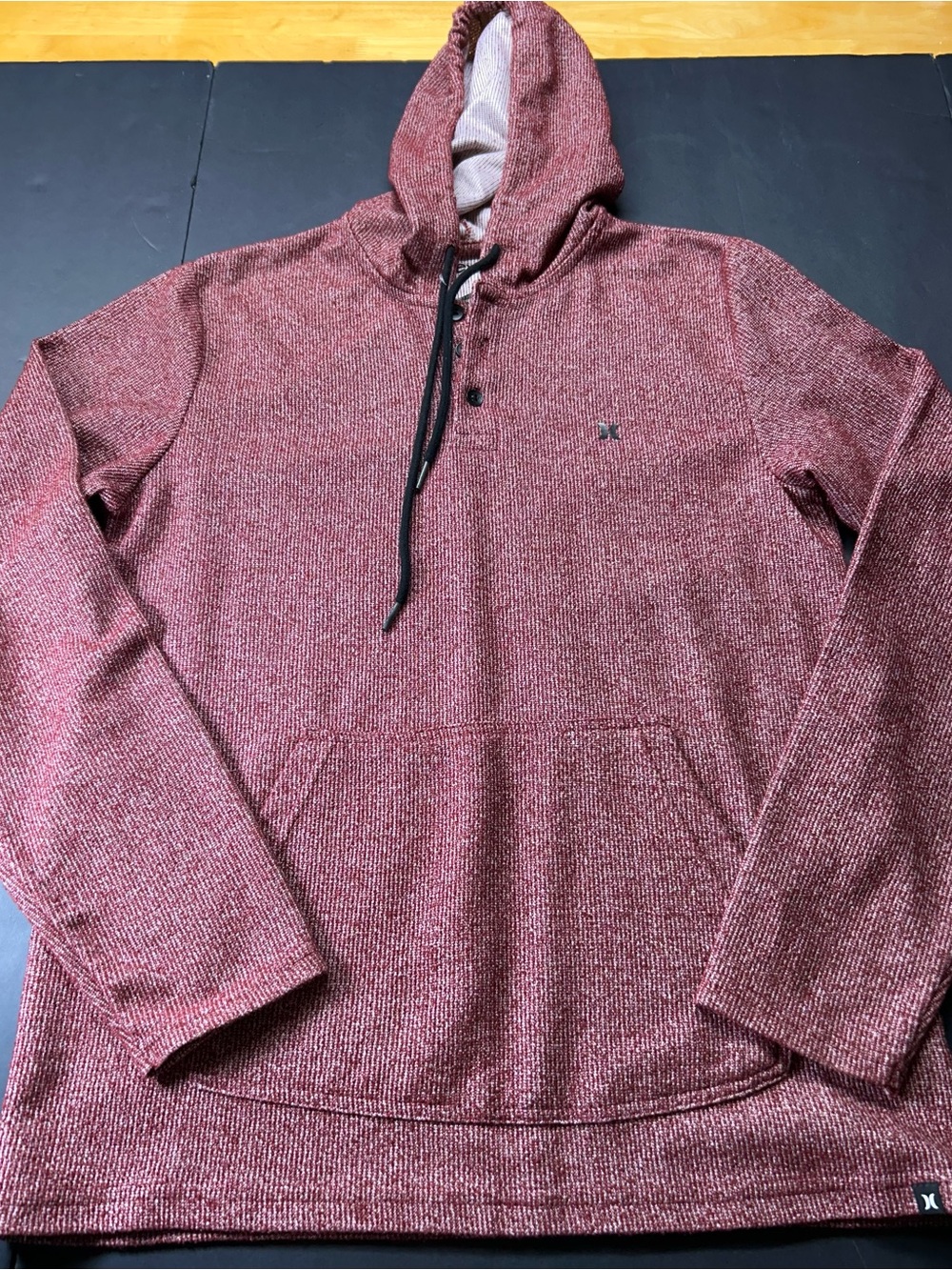 Hurley Marled Wine Red Hooded Pullover Hooded Sweatshirt